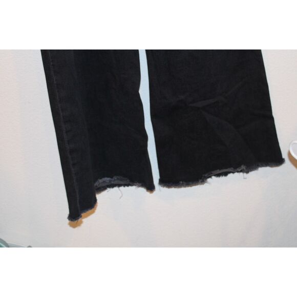 Frame Denim Le Palazzo Exposed Button Wide Leg Jean Black size 24 raw hem - Picture 2 of 9